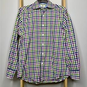 Southern Pines Men's Sz.Med Multicolor Checked Gingham Button Down Dress Shirt